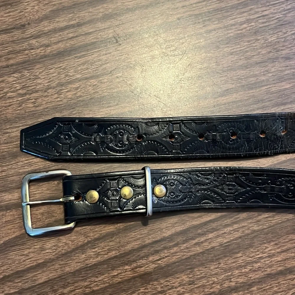 Vintage Trenton Engine Black Leather Belt